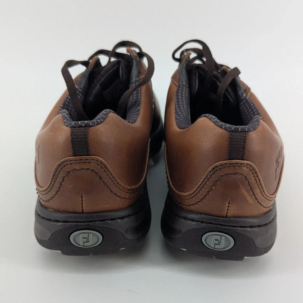 FootJoy Contour Series Mens 8 M Brown Leather Golf Shoes Spikes 54193